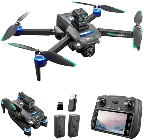 OBEST GPS Drone con Telecamera 4K, Wifi FPV Drone Professionale con Motore Brushless,120° Telecamera Regolabile Motorizzata,Evitare Gli Ostacoli,Radiocomando con Schermo,7.4V Batteria