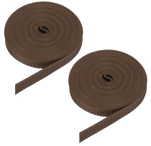 QUARKZMAN 2Pcs Correa para Persianas Enrollables, Cuerda de Reemplazo Fabricado en Polipropileno, Kits de Enrollador Atornillable de Correa Empotrado, Puertas, Ventanas, (6m x 16mm) Marrón