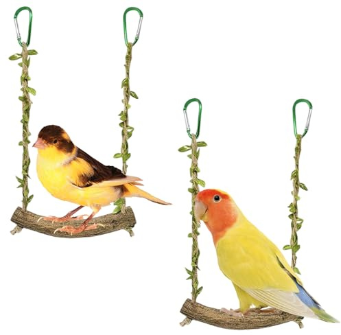 wlsvega 2 Pièces Perchoir Perroquet - BalançOire pour Oiseaux - Jouet Perruche - Accessoires pour Cage à Oiseaux, AdaptéS à Tous LesOiseaux de Petite et Moyenne Taille