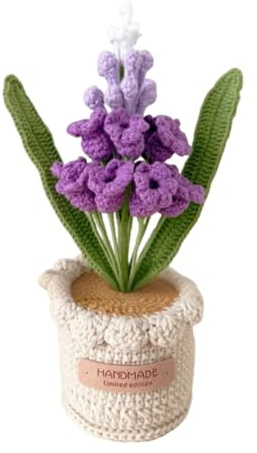 Magicherry Hyacint virkade blommor krukväxter konstgjorda stickade hyacintblommor bukett för heminredning och handgjorda presenter för kvinnor, tonad lila
