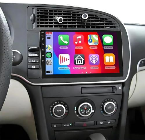 4+64G Android 14 Dubbel Din Bilradio för Saab 9-3 93 2007 2008 2009 2010 2011, 7 Inch Touchscreen Display med Wireless Carplay Android Bildschirm Bluetooth GPS Navi AHD Rückfahrkamera FM/RDS