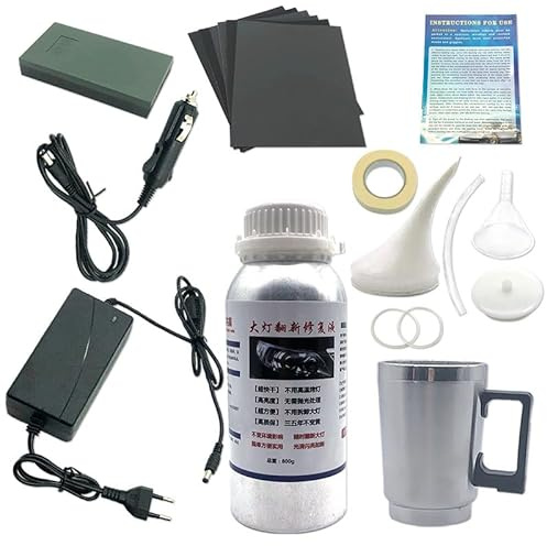 TSX TOOL Kit Restauro Fari Auto Polimero Liquido 800ml Rimozione Ingiallimento Graffi Opacità Plastica