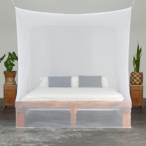 HAWK Outdoor Reise-Moskitonetz für Doppelbett Einzelbett extra groß 220 x 200 x 220 cm Mückenschutz rechteckig für Urlaub und Zuhause mit Befestigungsset und Tragetasche - ohne Chemikalien