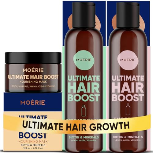 Moérie Hair Growth Shampoo, Conditioner and Mask - Hair Loss Solution with Biotin and Rosemary, Thickening Hair Regrowth Set for Thinning Hair - Ultimate Hair Growth Care
