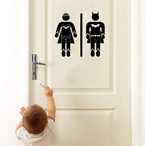 Bande dessinée Batman Super-héros Porte Autocollant Mural Salle De Bains Toilette Homme Femme Toilette Sticker Mural Vinyle Décor À La Maison 20Cmwidex18Cmhigh