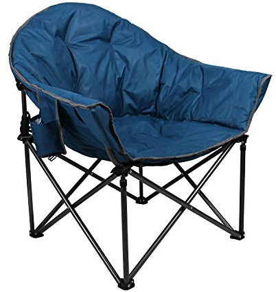 ALPHA CAMP Moon Chair Heavy Duty Camping Chair Up to 160 Kg Folding Camping Chairs for Adults with Cup Holder and Carry Bag, Dark Blue