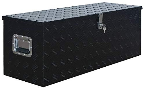 Tidyard Aluminiumkiste mit einem Schließsystem Transportkiste Werkzeugkiste Werkzeugbox Lagerbox Anhängerbox 1085 x 370 x 400 mm Schwarz