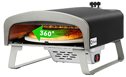 Q Pizza Forno per pizza a gas con pietra rotante automatica, forno portatile a gas propano per cucinare all'aperto, cucina, cortile, feste, spiaggia, camper, tailgating campeggio, PS102