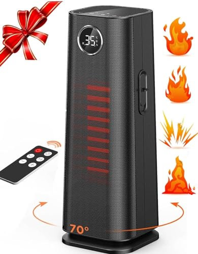 EasyAcc Radiateur Électrique avec Télécommande-2000W-24 Heure Timer Radiateur Céramique PTC Économe en Énergie-Silencieux 70°Oscillation-Thermostat Surchauffe-Protection ECO Mode
