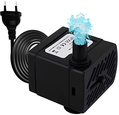 Awroutdoor Pompe À Eau Submersible, Pompes De Bassin Ultra Silencieuses,Pompe À Eau Petite, 200L/H Pompe D'aquarium Pour Bassin Fontaine Aquarium Jardin, Avec 3 Ventouses Puissantes(3W)