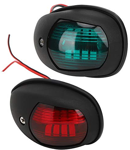Tbest Feu de Navigation pour Bateau, Feux de Bateau Rouges et Verts, 1 Paire de Voyants de Navigation Marine étanches 10‑30 V Large Lampe de Signalisation D'expédition de Pression (Noir)
