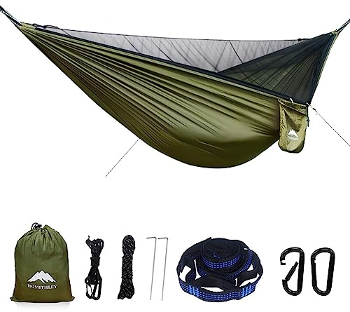 Homithley Camping Hammock - Portable Hammock with Mosquito Net, Lightweight Backpacking Hammocks Swing Camping Accessories for Indoor, Outdoor, Beach, Backyard, Patio, Travel, Hiking