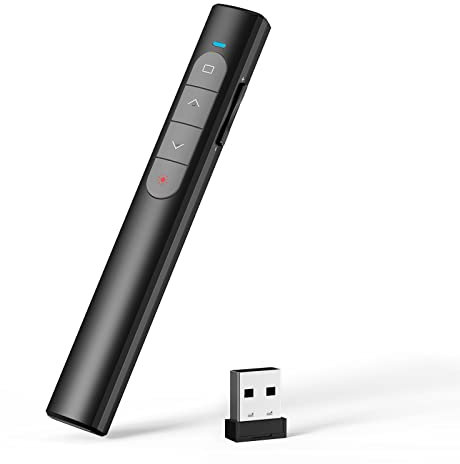 Puntero Presentaciones Presentador Inalámbrico Mando Puntero,Control Remoto Ordenador Powerpoint Puntero con Receptor USB para Presentación, Enseñanza, Oficina, Conferencias, etc