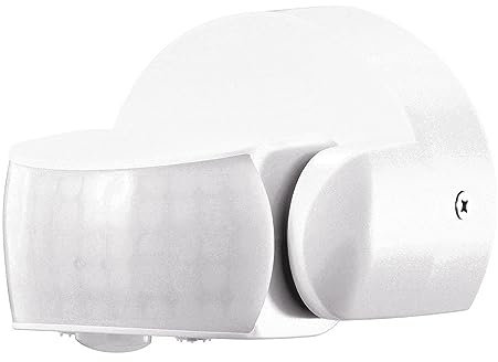 Détecteur de mouvement infrarouge en saillie pour montage mural et au plafond Blanc IP65 Portée jusqu'à 12 mètres Orientable
