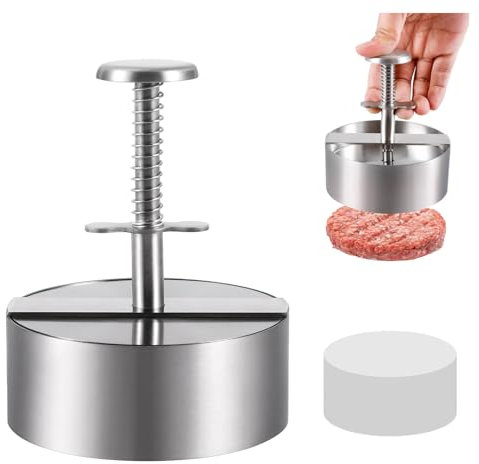 Burger Press, Non-Stick Meat Patty Hamburger Maker for Making Quarter Lb or Large 1/3 Pound Stuffed Pocket Burgers, Aluminum for BBQ Grill (500 Wax Paper)