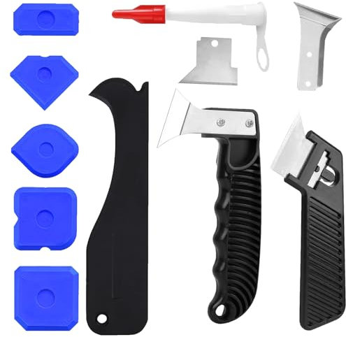 11 Stücke Silikonentferner Werkzeug Set 2 Edelstahl Silikon Abzieher zur Entfernung und Erneuerung von 1 Dichtmittelentferner 1 kartuschenspitze 5 fugenglatter (mit wechselbarer Klinge)