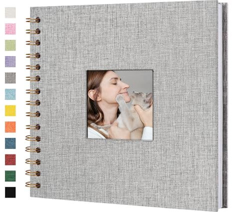Yopih Fotobuch Scrapbook mit Leineneinband, 20 x 20 Cm Hardcover mit weißem Kraftpapier-Seiten, für Reisen Hochzeit Gästebuch Weihnachten Baby Shower (20 Blätter/40 Seiten)