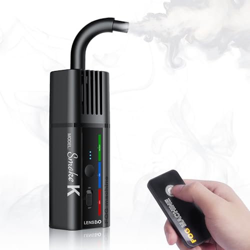 LENSGO Máquina de humo portátil, máquina de humo de mano con control remoto para fotografía, eventos al aire libre, fiestas, efectos escénicos, Halloween, desinfección o bodas