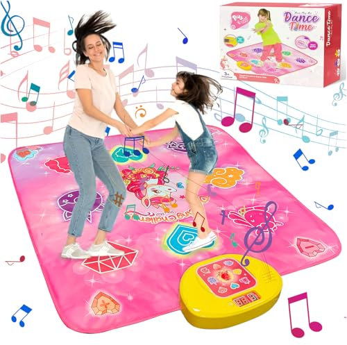 TOGETDREAM Tanzmatte Kinder Spielzeug, Musical Tanzmatte Spiel mit 5 Spielmodi 3 Herausforderungslevels Einstellbare Lautstärke Tanzmatte mit LED Leuchten Weihnachts Geschenke für Mädchen Jungen