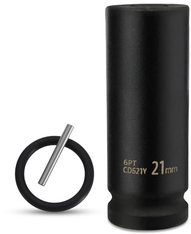 Échafaudages métriques profonds de 21 mm, douille à choc d'échafaudage 1/2 avec goupille de retenue + joint torique, profondeur de 53 mm – Idéal pour les boulons longs et les colliers de serrage