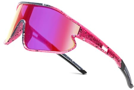JOGVELO Occhiali da sole per bambini, occhiali da sole da baseball polarizzati per sport e ciclismo, per ragazzi e ragazze, montatura leggera, rosa, 137mm