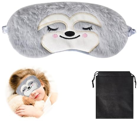 Sömnmask, mjuka plyschögonmasker, tecknad djurmask med förvaringsväska, för vuxna, barn, sover, resor, väster