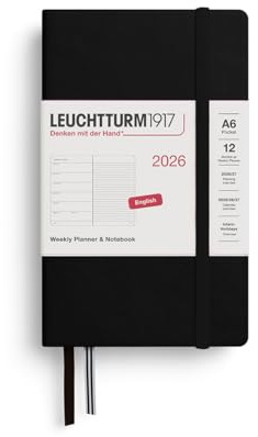 LEUCHTTURM1917 372663 veckokalender och anteckningsbok ficka (A6) 2026, svart, engelsk