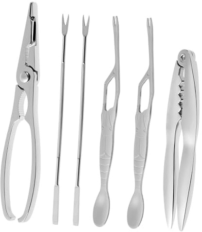TOBBOMEY Herramientas para de Acero Inoxidable Pinzas y Tenedores para Cangrejo y Langosta con Estuche Práctico y Seguro para Comer Mariscos Familia