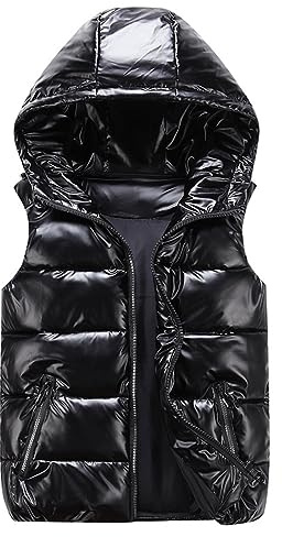 Womens Puffer Gilets Sleeveless Quilted Down Jackets Zip Up Hooded Padded Coats Lightweight Winter Vests Hoodie Outdoor Waistcoats with Pockets and Hood Loose Outerwear Ladies Body Warmer S-4XL