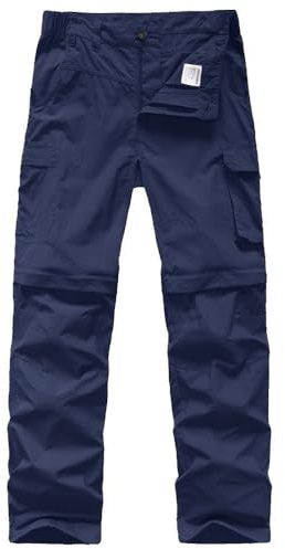 linlon Kids' Cargo Pants, Boy's Casual Outdoor Quick Dry Waterproof Hiking Climbing Convertible Youth Trousers #9016-Navy Blue-2XL (18 Years)