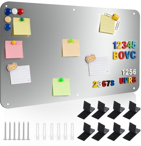Pizarra magnética para pared, tamaño A2 de metal, con accesorios de montaje, tablero magnético grande para mensajes para oficina, hogar, cocina y organización de aula, 60 x 42 cm