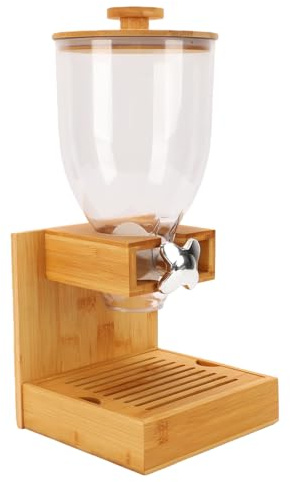Bewinner Dispenser per Cereali da Banco Dispenser per Alimenti Secchi con Base in Legno Composito Stabile, Contenitore Multiuso per Chicchi di caffè per l'organizzazione della, Stoccaggio Dispensa