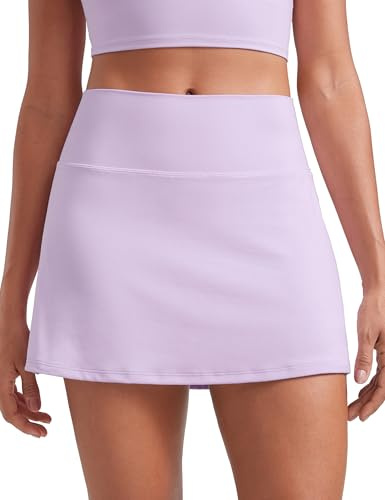 CRZ YOGA Butterluxe High Waisted Tennis Skirts for Women - Mini Lined A Line Golf Casual Skort with Inner Pockets Lilac Air Medium