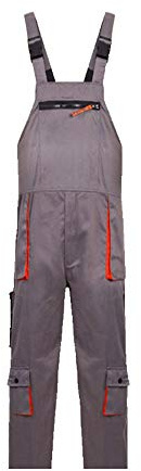 SENRISE Men's Workwear, Work Cotton Pant, Breathable Bib Overalls, with Multi Pockets and Adjustable Straps, Grey, M