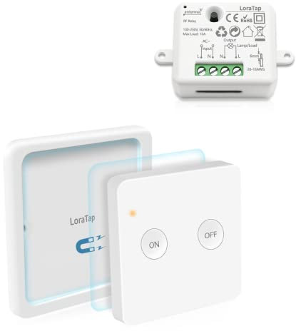 LoraTap Kit interrupteur sans fil + 1 télécommande avec support mural + 1 module récepteur SS9211Q1