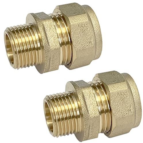 Reeds 15mm Compression by 3/8 BSP Male Iron Thread European Flexible Tap Adapters (Pair) Brass WRAS Aproved