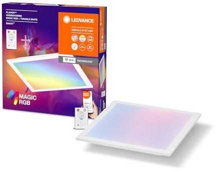 LEDVANCE SMART + WIFI PLANON MAGIC LED Panelleuchte, weiß, 24W, 2400lm, Weißlichtfunktion, dimmbar, dynamischer Magic-RGB Lichteffekt, lange Lebensdauer, App-steuerbar, einfache Montage, 2700-6500K