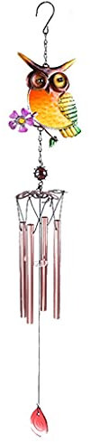 Metall-Klangspiel Eule für drinnen und draußen, bemalte Ornamente für Zuhause, Terrasse, Garten