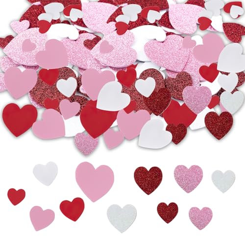 Adesivi a forma di cuore in gommapiuma, autoadesivi a forma di cuore, con glitter, in gomma espansa rosso, rosa, bianco, decorazione fai da te, per San Valentino, compleanno, matrimonio, festa di