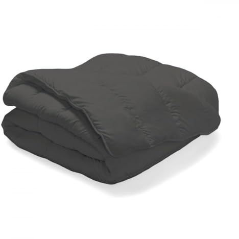 Bleu Calin Couette Tempérée Cocooning 220x240 cm pour Lit 2 Personnes, Édredon 350g/m², Couette Toutes Saisons en Microfibre Ultra Douce, Fabriquée en France, Certifiée Oeko-Tex, Gris