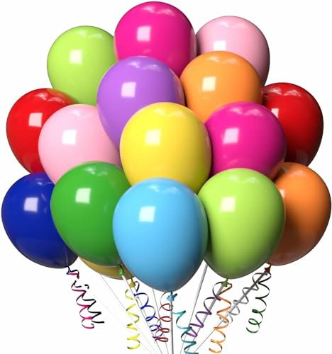 Luftballons Geburtstag [100 Stück] • 23cm Ballons in bunten Farben, 100% biologisch abbaubar • für Luft und Helium • Deko Dekoration Kindergeburtstag Partydeko Party