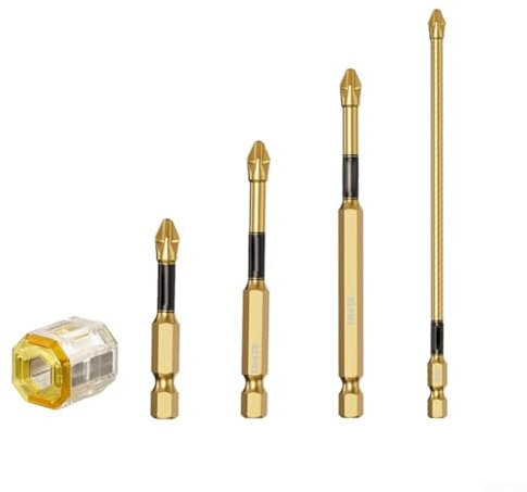 Lot de 4 embouts de tournevis cruciformes magnétiques PH2 avec magnétiseur, pour vis robustes (50 + 70 + 90 + 150 mm)