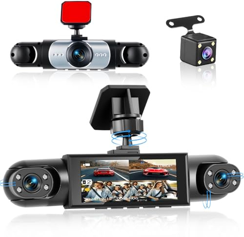 Inefala Grabadora para Coche con cámara Frontal HD 1080P con Pantalla IPS de 3,16 Pulgadas, 4 cámaras, visión Nocturna, detección de Movimiento, grabación en Bucle