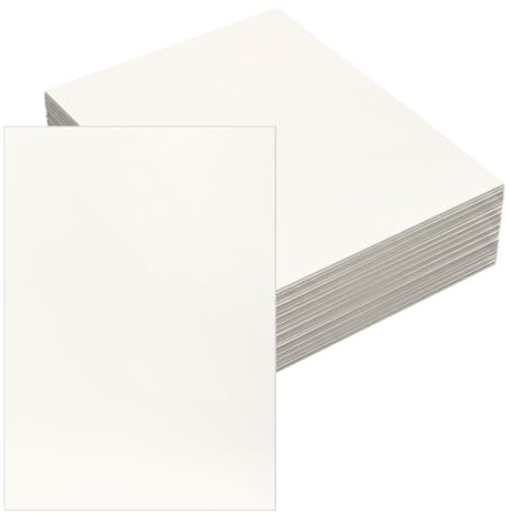 QWORK 50 ark elfenbensfärgad A4-kartong, 250 g/m², kraftigt krämfärgat papper, perfekt för utskrift av flashcards, origami och gör-det-själv-projekt