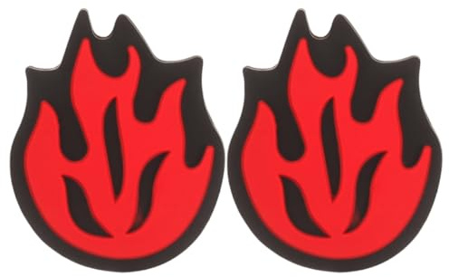 Veemoon Lot de 2 Amortisseurs de Chocs en Silicone Rouge pour Raquette de Tennis, Motif Flammes, Petit Amortisseur de Vibrations, Contrôle des Vibrations, Accessoire Tennis pour Adultes,