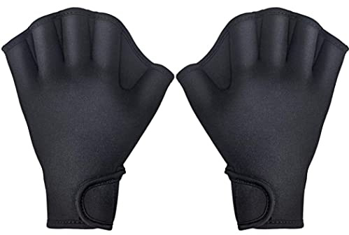 Dobufeet Guantes acuáticos para entrenamiento de natación, guantes de natación para hombres, mujeres, adultos y niños, entrenamiento acuático de resistencia al agua, talla M