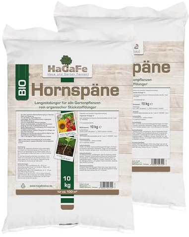 HaGaFe Bio Hornspäne Rein Organischer Gartendünger Dünger Keine Zusätze, 20kg (2x10kg)