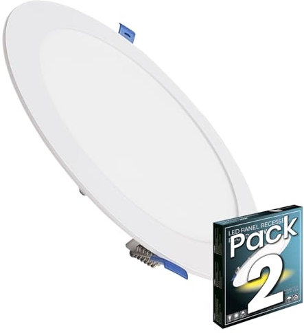 LED ATOMANT Lot de 5 Panneau LED Encastrable Downlight Rond Plat 20W 220mm 1800lm, Couleur Blanc Froid (6500K), Coupe 200mm, Driver inclus