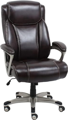 Amazon Basics Big & Tall Executive Office Chair with Lumbar Support, Adjustable Height, 350-Pound Capacity, 28.5D x 30.25W x 47.9H, Black Pewter Finish