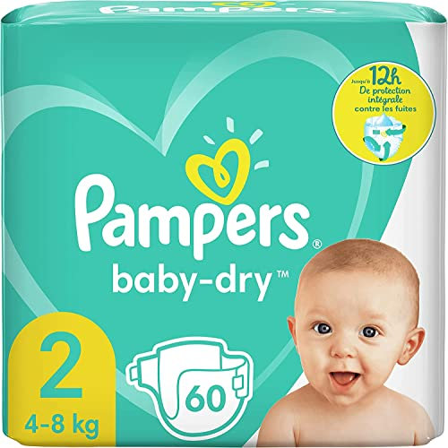 Pampers Baby Windeln Größe 2, (4-8 kg) 60 Stück bis zu 12 Stunden Schutz